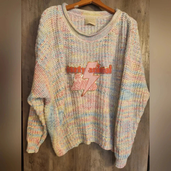 Judith March Colorful Party Animal Knit Sweater Women's Medium - Picture 1 of 8
